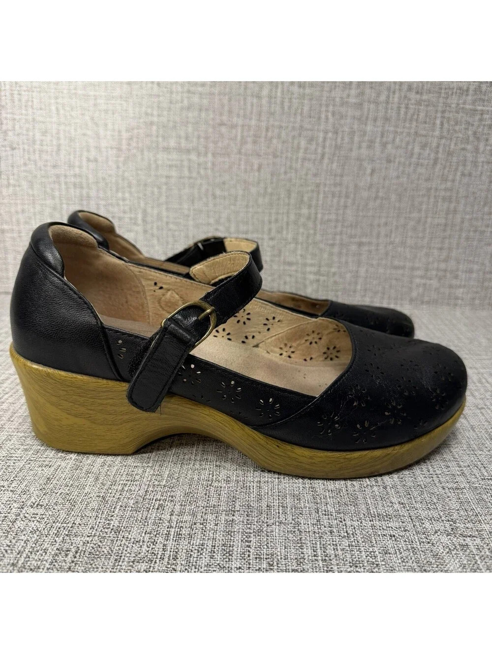 Alegria  Shoes Women’s Size EU 39 / US 9 Black Leather Mary Janes Rene Clogs